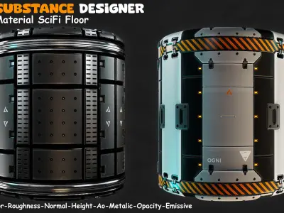 10 Material Scifi Floor Hardsurface Texture