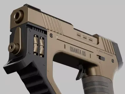 Quanta 05 SciFi Concept Futuristic Handgun Brown Color 3D model