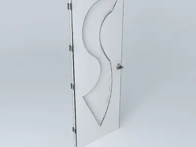 Letter S 3D door very detail with glass lock and hinger Free 3D model