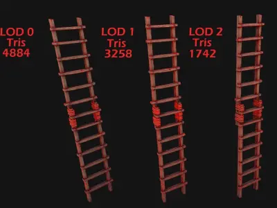 Ladder wooden Low-poly 3D model