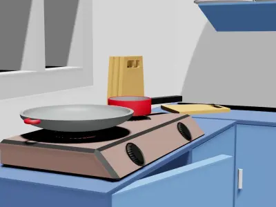 INTERIOR EXTERIOR KITCHEN ROOM KITCHEN EQUIPMENT Low-poly 3D model