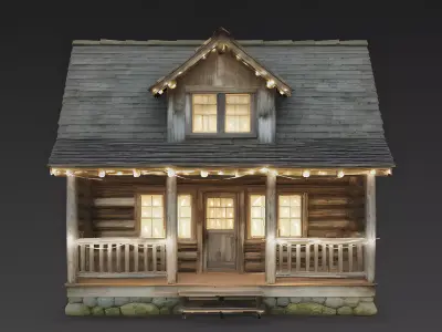 Realistic Cozy Log Cabin 3D Model 3D Model Low-poly 3D model