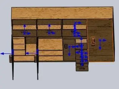 cupboart wooden cabinet with arrows 3D print model