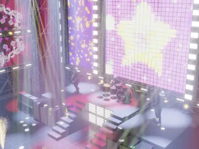 Animated OPEN AIR stage EEVEE render 3D model