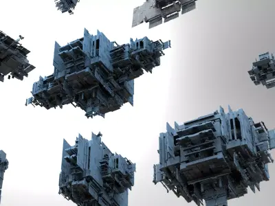 Sci fi Light gravity cube walkway platforms collection 1 Low-poly 3D model