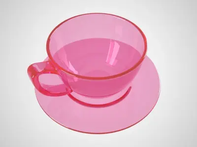 Glass Coffee Cup Light Pink Color 3D model