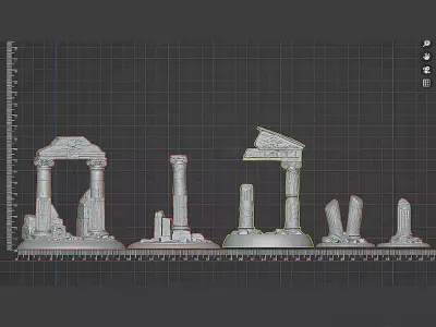 Ancient Greek Temple Ruins - 3D Scenic Terrain Set Pre-supported 3D print model