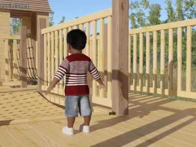  Little African Boy Light Skin in Summer Outfit Rigged for Maya 