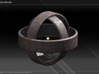 Space Mega Structures Collection Low-poly 3D model