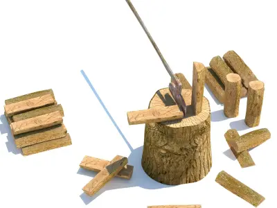 Wood Axe Logs 3D model