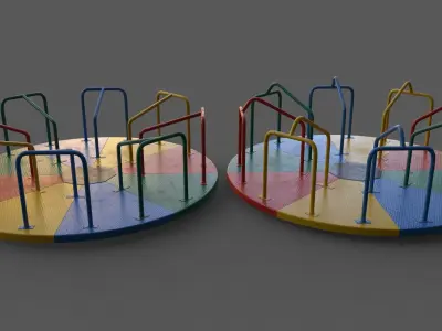 PBR Merry Go Round Roundabout B Low-poly 3D model