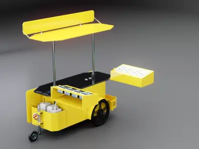 Mobile Food Cart hot-Dog Low-poly 3D model