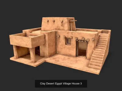 Clay Desert Egypt Village House Collection 3D Model Pack