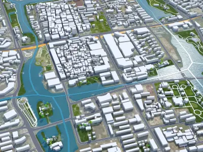 Nantong Jiangsu China 60km Low-poly 3D model