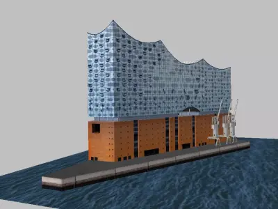 Hamburg Elbphilharmonie  theater Low-poly model  Low-poly 3D model