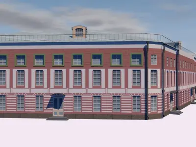 Police station Low-poly 3D model 8