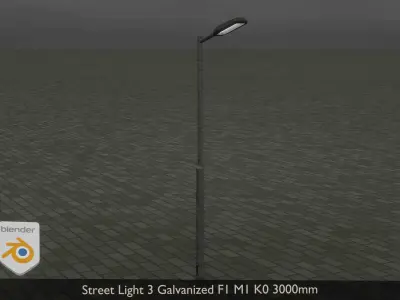 Street Light 3 Galvanized F1 M1 K0 3000mm Low-poly 3D model