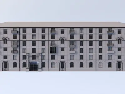 Panel house for the European Street 6 Low-poly 3D model