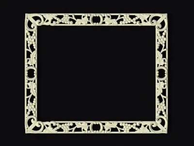 mirror ornate gold frame 3D model 3