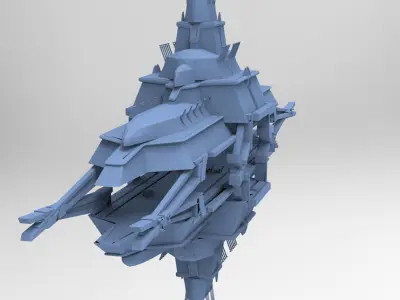 Floating cyberpunk tower 12 3D model