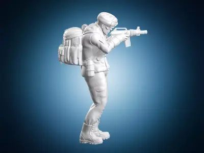 Cold War Soviet Soldier Rifle Miniature 3D print model