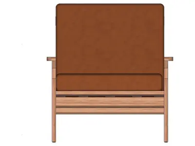 Cavett Ash Wood Leather Chair 3D model