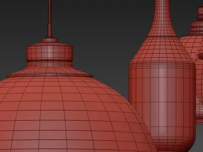 Modern Minimalist Vintage cage Pendant Lights Cafe Bar window 3D model