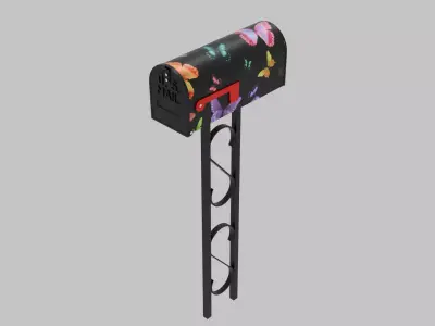 Painted Mailbox with Butterflies Low-poly 3D model