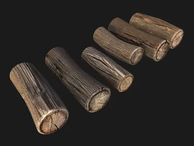 Firewood pair of wooden logs Low-poly 3D model