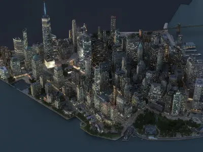  Manhattan Lower Night Low Poly 