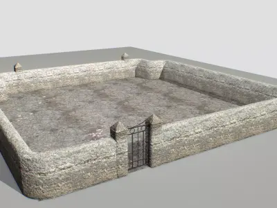 Stone wall 4 Low-poly 3D model