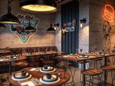 Restaurant and bar interior scene 2  3D model