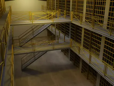 Prison inside of Low-poly 3D model