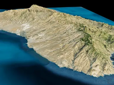 Santo Antao island 3d model terrain Low-poly 3D model