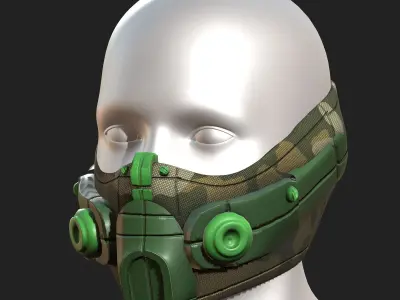 Gas mask respirator scifi futuristic 3d  Low-poly 3D model