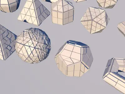 Sci Fi Set Object 24 Pieces - Pyramid Sphere Torus 2019 Low Poly 3D model