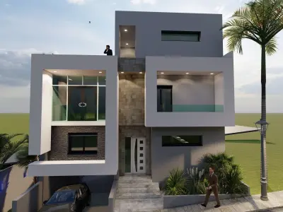 Modern house exterior design  3D model