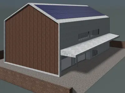 Solar roof on warehouse 24e02 3D model