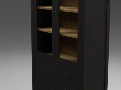 Glass-door cabinet Low-poly 3D model