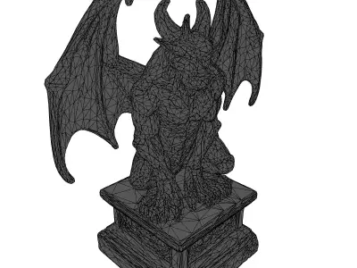 Highly Detailed Gargoyle Statue Low-poly 3D model