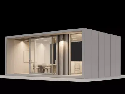 Closed gazibo with summer kitchen 3D model