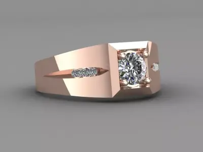 Rose Gold Men Diamond Ring 3D print model 3D print model 4