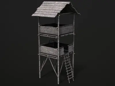  Improvised Wooden Watchtower Low-poly 3D model