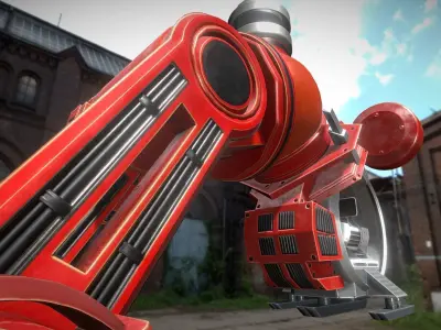 The Walking Mech Neck Red Version Low-poly 3D model