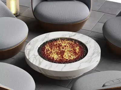 Outdoor fireplace area 3D model