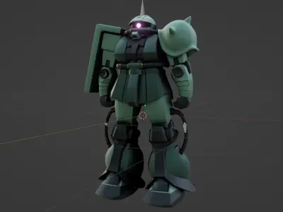 MS-06 Zaku II with rig Low-poly 3D model