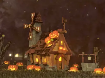 Halloween house Low-poly 3D model