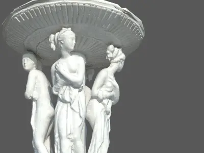 Concrete fountain with Greek womans Low-poly 3D model