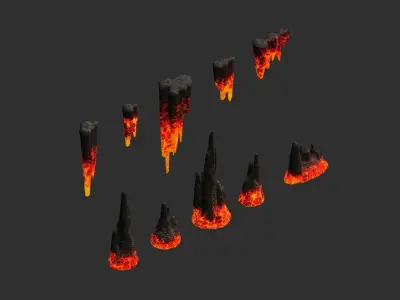 Lava Rocks Combo Low-poly 3D model