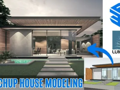 Exercise File for Sketchup House Design 13X30 m Free 3D model